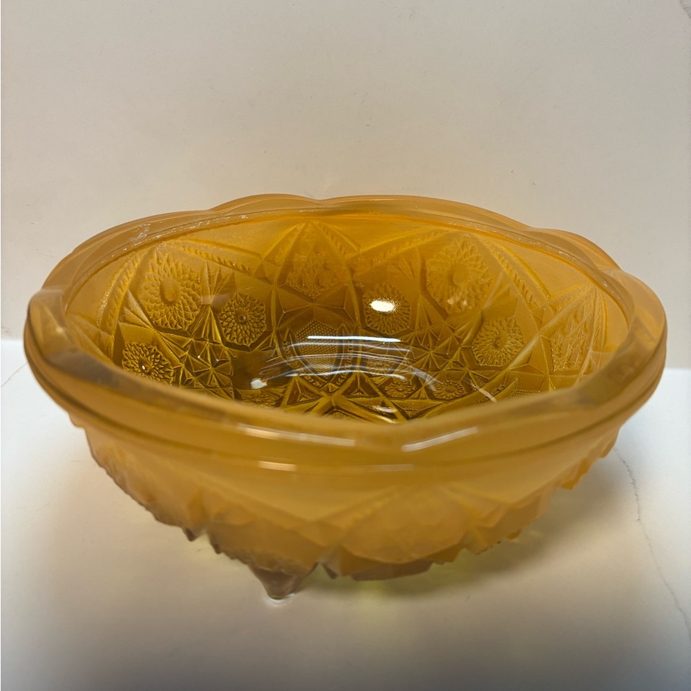 Vintage Jeanette Glass Bowl Marigold Carnival Glass